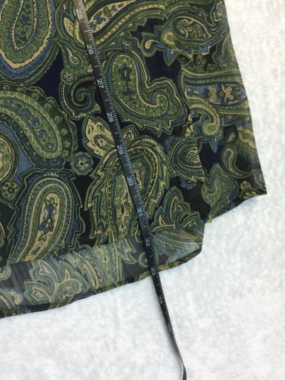 Coldwater Creek A-line Midi Skirt Size L Womans Green Blue Paisley Pleated Boho - Picture 10 of 15